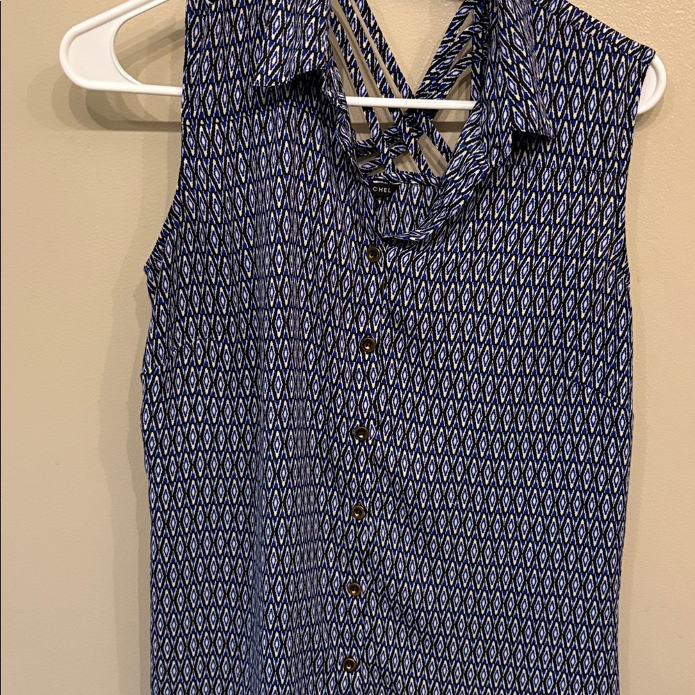 Zac & Rachel Blue and White Geometric Blouse